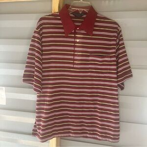 Jc Penny the mens shop Collerd Shirt With Pocket On Front Red Striped  Size Xl
